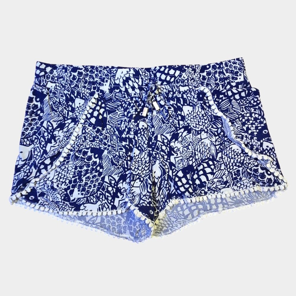Lilly Pulitzer for Target Challis Pom Pom Fish Print Shorts XS Beach Vacation